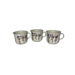 CIPA Porcelain Italy White Cups ~ Blue and Gold Floral Set Of 3‎ Coffee Tea
